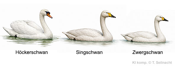 Schwäne im Vergleich